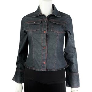 Clockhouse Black‎ Cropped Snap-On Denim Jacket Womens Size S